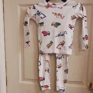 Lot Of 2 GAP White and Red with Playful Vehicle Print And Navy Blue Pajama Set